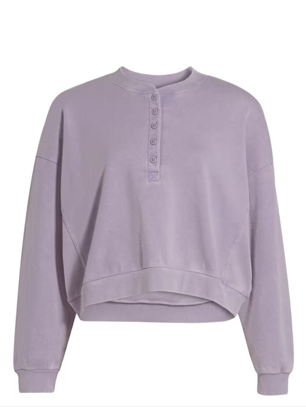 Stellae Dux Boxy Cotton Henley Sweatshirt Thistle Purple Size XS NWT